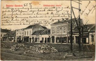 1909 Arad, Újarad, Aradul Nou; Rákóczi utca, Berthe György és Zimmer üzlete. Mayr Lajos kiadása / street, shops