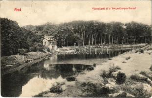 1908 Arad, Városligeti tó a korcsolyapavilonnal / lake, skate pavilion (EK)