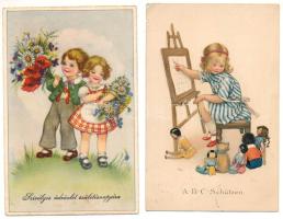 12 db RÉGI gyerek motívum képeslap vegyes minőségben / 12 pre-1945 children motive postcards in mixed quality