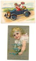 12 db RÉGI gyerek motívum képeslap vegyes minőségben / 12 pre-1945 children motive postcards in mixe...