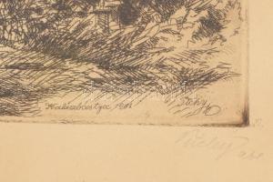 Tichy Kálmán (1888-1968): Halászbástya. Rézkarc, papír, jelzett. Lapszéli néhány kevés apró folttal....