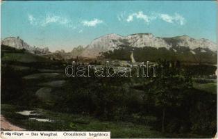 1913 Oroszlánkő, Orsovské Podhradie, Vrsatské Podhradie; Vágvölgy, hegylánc. Gansel Lipót 511. / Váh river valley, mountains