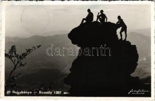 1941 Nagybánya, Baia Mare; Rozsály csúcson, kirándulók. Krausz Irma tőzsde kiadása / Varful Ignis / mountain peak, tourists