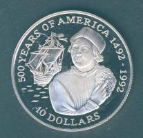 Cook-szigetek 1990. 10$ Ag "Kolombusz" T:PP