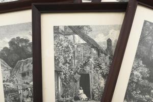 cca 1980 össz. 6 db népi életkép állatokkal, közte 3 db lovas téma. Nyomat (régi metszet után), papí...