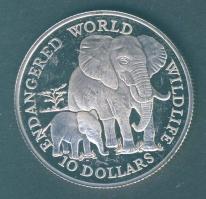 Cook-szigetek 1990. 10$ Ag "Veszélyeztetett vadállatok" T:exPP