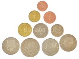 NSZK 1984J 1pf-5M (10x) forgalmi összeállítás, benne 1984J 2M Cu-Ni (3xklf) T:AU 
FRG 1984J 1 Pfenn...