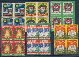 1928 Louisiana karácsonyi levélvárók hatféle négyestömb / Christmas poster stamps