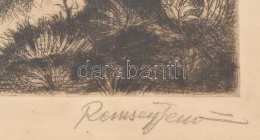 Remsey Jenő (1885-1970): Monostori Dunaág. Rézkarc, papír, jelzett. Lap széle kissé foltos. Üvegezet...