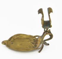 Szecessziós fonódó indán levél díszítéses gyufatartóval női fej alakos hamuzó, jelzés nélkül, szép á...