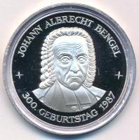 NSZK 1987. "Johann Albrecht Bengel - 300. geburstag 1987" permen jelzett Ag emlékérem (25,06g/0.999/41mm) T:PP patina