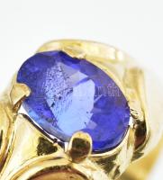 Arany (Au) 14K gyűrű tanzanit kővel, 1 cts, jelzett, méret: 65, bruttó: 1,68 g