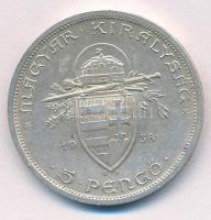 1938. 5P Ag "Szent István" T:AU,XF kis patina, kis ph
Adamo P8.1