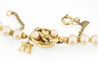 Majolika gyöngy karkötő, jelzett, biztonsági ezüst (Ag) kapoccsal, h: 18 cm