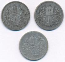 Ausztria 1894-1902. 1K Ag "Ferenc József" (3xklf) T:F patina Austria 1894-1902. 1 Corona A...