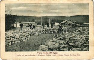 Keresztvár, Nyén, Teliu; Teliu vechi (Ó-Nyén), Tunelul mic partea Budilei / Kleiner Tunel, Bodolaer Seite / Kis alagút bodolai oldala, kerékpáros, fatelep, fűrésztelep. Fotograf Carmen / tunnel, sawmill, bicycle (EB)