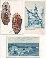 39 db RÉGI használatlan ukrán képeslap, főleg népviselet motívumok / 39 pre-1945 unused Ukrainian postcards, mostly folklore motives