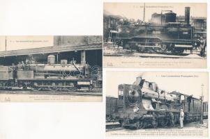 Francia vasút, gőzmozdonyok, vonatok - 51 db régi használatlan képeslap / French Railways, locomotives, trains - 51 pre-1945 unused postcards