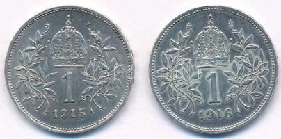 Ausztria 1915-1916. 1K Ag "Ferenc József" (2xklf) T:AU Austria 1915-1916. 1 Corona Ag &quo...