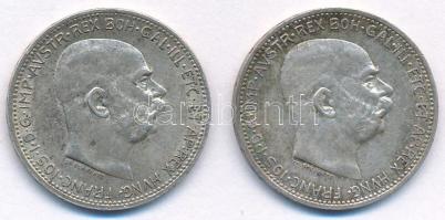Ausztria 1915-1916. 1K Ag "Ferenc József" (2xklf) T:XF Austria 1915-1916. 1 Corona Ag "Franz Joseph" (2xdiff) C:XF Krause KM#2820