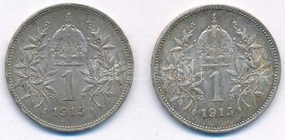 Ausztria 1915-1916. 1K Ag "Ferenc József" (2xklf) T:XF Austria 1915-1916. 1 Corona Ag &quo...