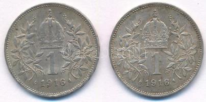 Ausztria 1916. 1K Ag "Ferenc József" (2x) T:AU Austria 1916. 1 Corona Ag "Franz Josep...