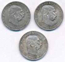 Ausztria 1916. 1K Ag "Ferenc József" (3x) T:AU,XF Austria 1916. 1 Corona Ag "Franz Jo...