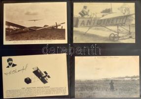 Kb. 85 db főleg RÉGI európai repülős motívum képeslap albumban: repülőgépek, pilóták / Cca. 85 mostl...