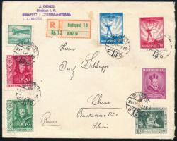 1935 Ajánlott levél 7 db bélyeggel Budapestről Svájcba küldve / Registered cover from Budapest to Switzerland