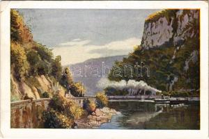 Orsova, Kazánszoros, gőzhajó. Művészlevelezőlap MFTR 6314-12 / steamship, gorge (EK)