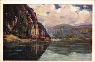 Orsova, Kazánszoros, gőzhajó. Művészlevelezőlap MFTR 6314-7 / steamship, gorge