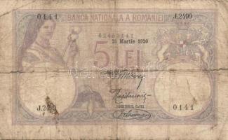 Románia 1920. 5L T:III-/IV