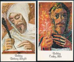 Prokop Péter (1919-2003): Magyar szentek, 23 db színes reprodukciókkal illusztrált kártya, kiadói pa...