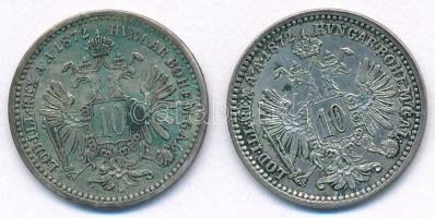 Ausztria 1872. 10kr Ag "Ferenc József" (2x) T:XF,VF patina Austria 1872. 10 Kreuzer Ag &qu...