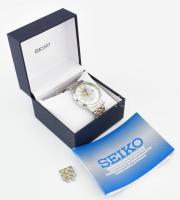 Seiko naptárkijelzős elegáns férfi karóra, leírással, díszdobozban. Kvarc, szép állapotban, működik,...