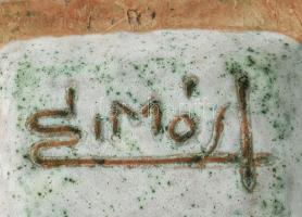 Simó Ágoston (1925-2011): Díszváza. Magas hőfokon égetett, rézoxiddal színezett, samottos agyag. Alj...