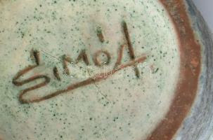 Simó Ágoston (1925-2011): Padlóváza. Magas hőfokon égetett, rézoxiddal színezett, samottos agyag. Al...