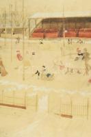 Olvashatatlan jelzéssel (jobbra lent?), feltehetően magyar festő, 1900 körül: Korcsolyázók. Akvarell...