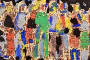 Durkó Gábor (1916-2003): Csődület. Akvarell, papír. Jelzett 30x43 cm Szélén kis beszakádásokkal