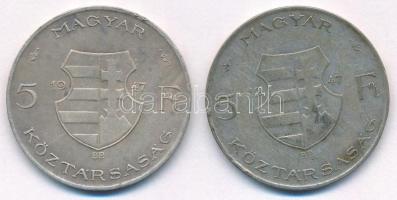 1947. 5Ft Ag "Kossuth" (2x) T:VF,F patina, ph
Adamo F8.1