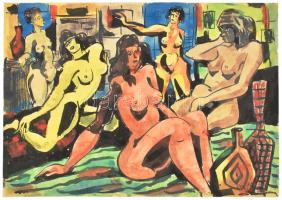 Durkó Gábor (1916-2003): Akt helyzetek. Akvarell. papír. Jelzett 30x43 cm