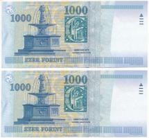 1998. 1000Ft (2x) sorszámkövetők "DC 4484567 - DC 4484568" T:XF Adamo F55