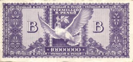 1946. 10.000.000B.-pengő T:II+ Kis foltok, szélei hullámosak