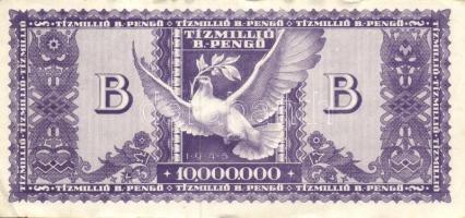 1946. 10.000.000B.-pengő T:II+ Alig látható hajlás, kis foltok, szélei hullámosak