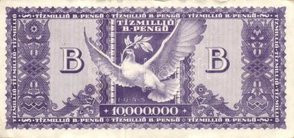 1946. 10.000.000B.-pengő T:II+ Alig látható hajlás, kis foltok, szélei hullámosak