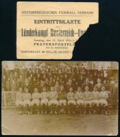 1913 ETO csapata fotólap + mérkőzésjegy, sérüléssel, hiánnyal.