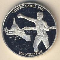 Bhután 1992. 300N Ag "Olimpia-boksz" T:exPP Csak 20.000db!