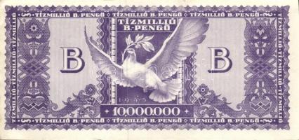 1946. 10.000.000B.-pengő T:II+ Alig látható hajlás, kis foltok, szélei hullámosak