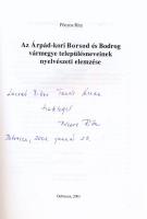 Póczos Rita: Az Árpád-kori Borsod és Bodrog vármegye településneveinek nyelvészeti elemzése. DEDIKÁL...