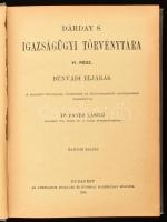 Dárday Sándor: Igazságügyi törvénytár. VI: Rész. Bűnvádi eljárás. Bp.,1906, Athenaeum. Kiadói egészv...